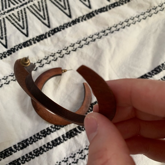 {3/$15} Brown wooden hoop earrings - Picture 2 of 4